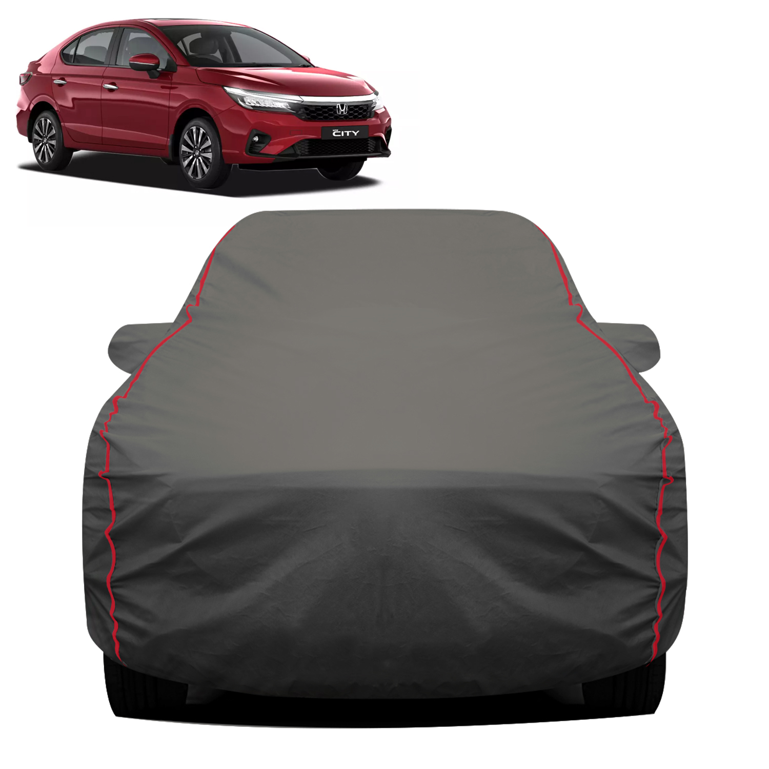 Carzex 2x2 Heavy Duty Red Border Car Body Cover Without Antenna For Honda City 2022